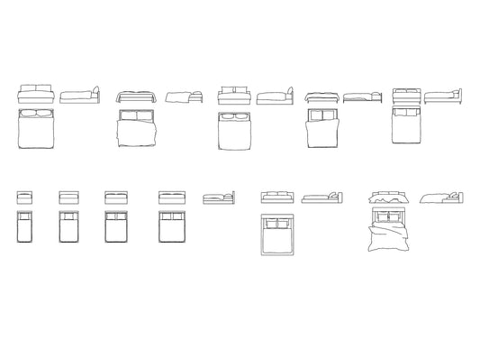 Bedroom Furniture DWG CAD Blocks in Plan and Elevation (75 Pieces)