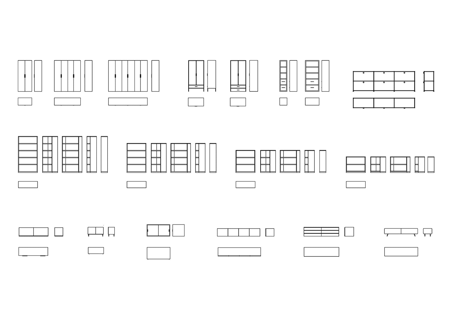 Bedroom Furniture DWG CAD Blocks in Plan and Elevation (75 Pieces)