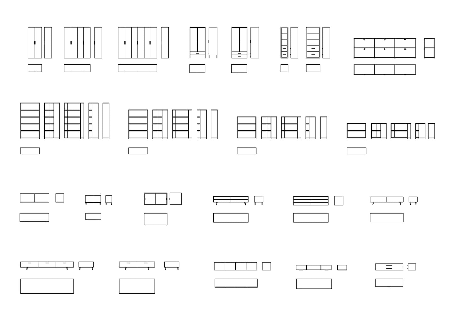 Living Room Furniture DWG CAD Blocks in Plan and Elevation (150 Pieces)