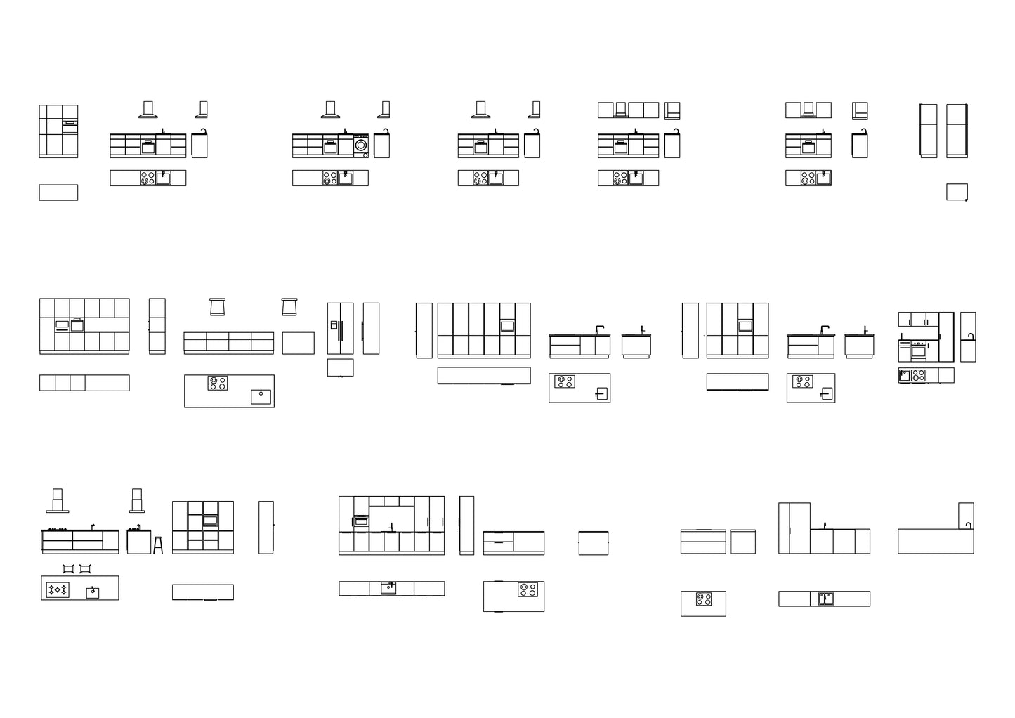 Kitchen DWG CAD Blocks in Plan and Elevation (75 Pieces)