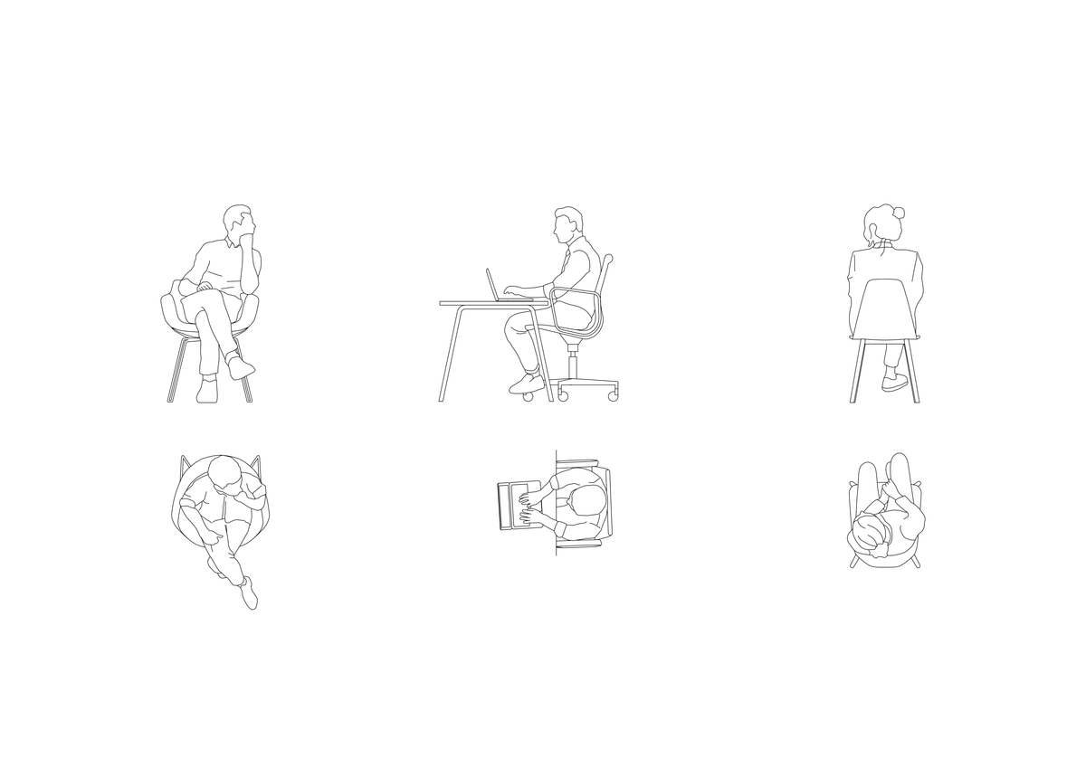 50 People DWG CAD Blocks in Plan and Elevation – Cadnature