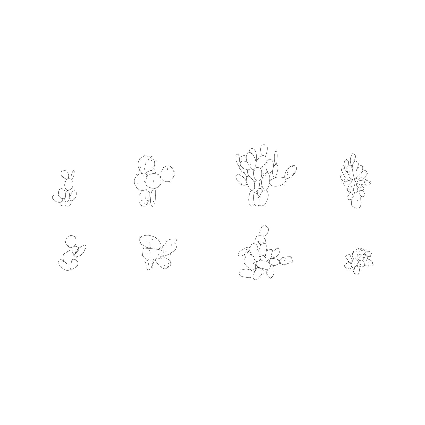 Cactus and Desert Plants DWG CAD Blocks in Plan and Elevation