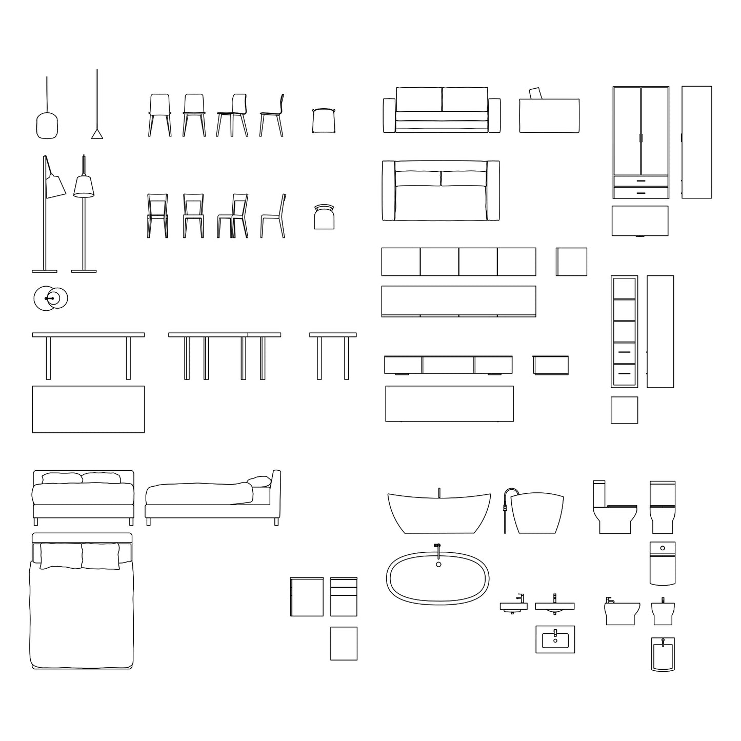 FREE Furniture DWG CAD Blocks in Plan and Elevation