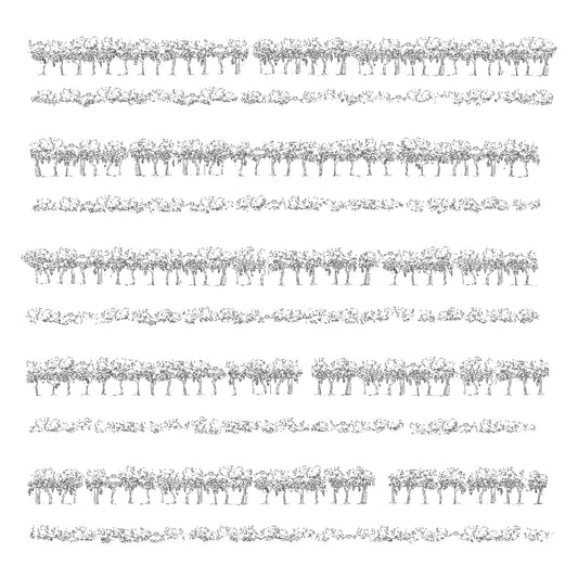 CAD Drawing of vineyard lines in Plan and Elevation. Black and White