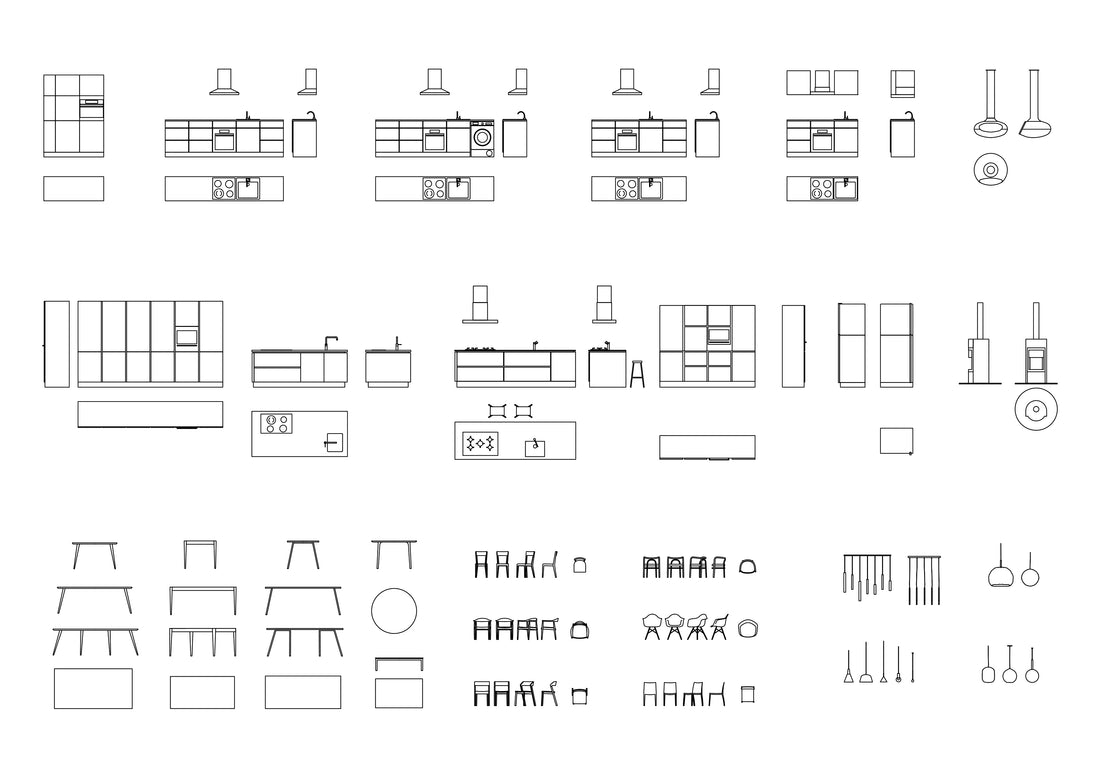 Kitchen DWG CAD Blocks in Plan and Elevation (75 Pieces) – Cadnature