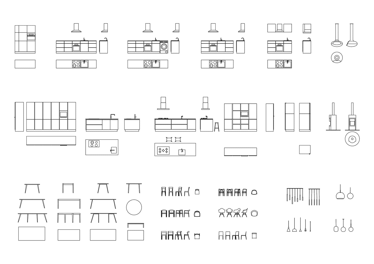 Kitchen DWG CAD Blocks in Plan and Elevation (75 Pieces)